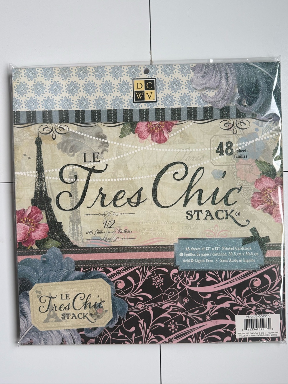 DCWV 12x12 Le Tres Chic Glitter Stack RARE Printed Cardstock - 47 Sheets